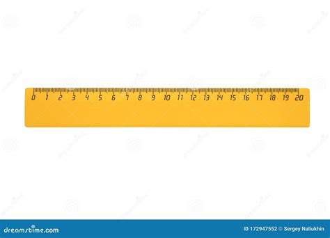 Yellow Plastic Ruler 20 Centimeters Long is Isolated on a White ...