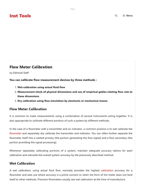 How To Do Flow Meter Calibration - InstrumentationTools | PDF | Flow ...