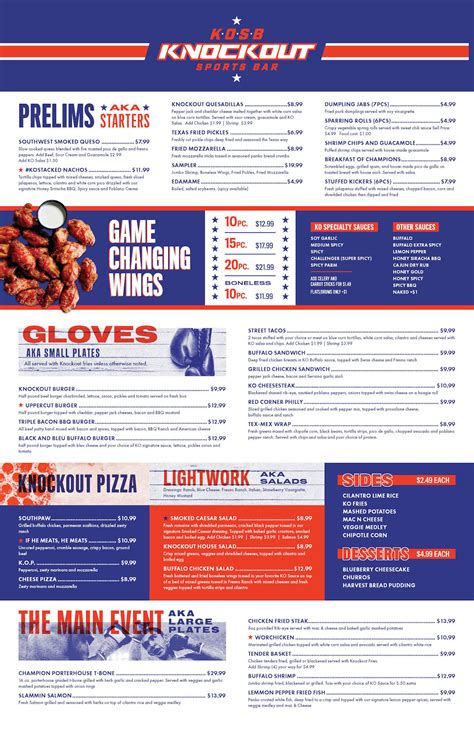 Menu | KNOCKOUT Sports Bar