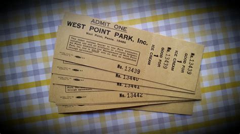 Vintage Amusement Park Ticket West Point Park PA Admission