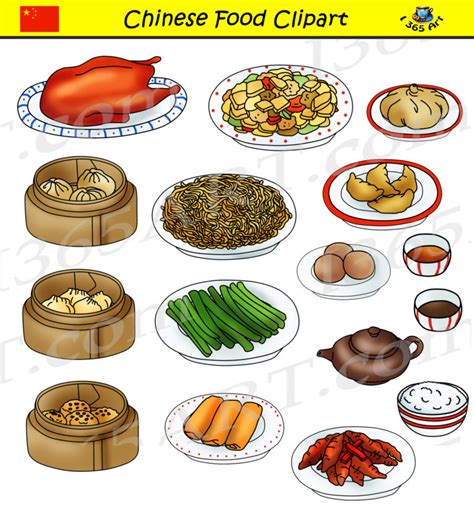 Chinese Food Clipart Set - Commercial Graphics - Clipart for school