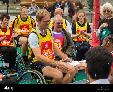 British MP's & British Wheelchair Basketball players playing wheelchair basketball in Trafalgar ...