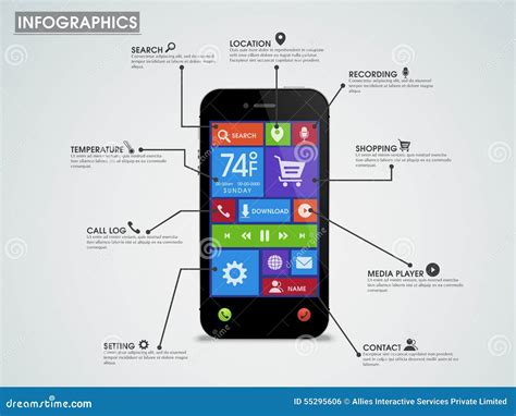 Disposição Infographic Criativa Do Molde Com Smartphone Ilustração ...