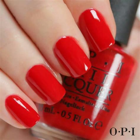 Classic red! | Opi red nail polish, Red acrylic nails, Nail polish colors