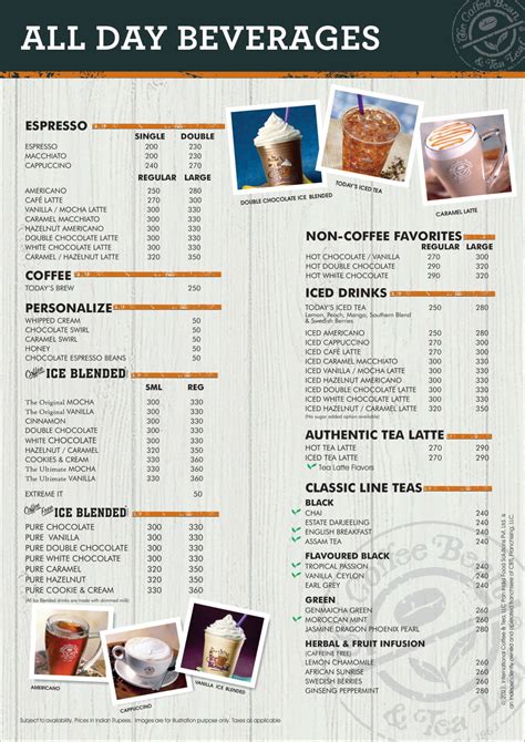 The Coffee Bean & Tea Leaf Menu, Menu for The Coffee Bean & Tea Leaf ...