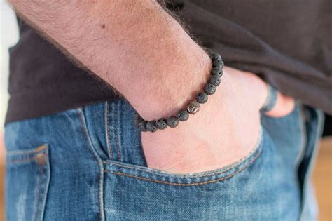 Mens Armbands – Men's stone bracelet with lava hematite – a unique product by AB-art-studio on ...