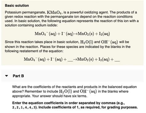 SOLVED: Potassium permanganate, KMnO4, is a powerful oxidizing agent ...