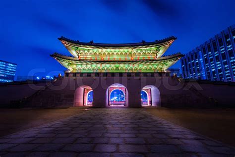 Gwanghwamun Gate of Gyeongbokgung palace in Seoul, South Korea | Stock ...