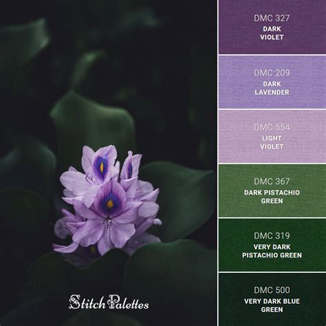 Purple Flower - Embroidery Color Palette (With Thread Codes)