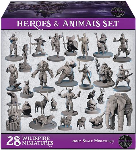 28 Miniature Hero & Animal DND For Miniature 28mm Bulk Dungeons ...