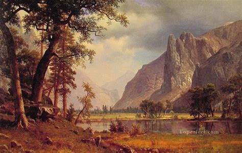 Yosemite Valley Albert Bierstadt Landscapes river Painting in Oil for Sale