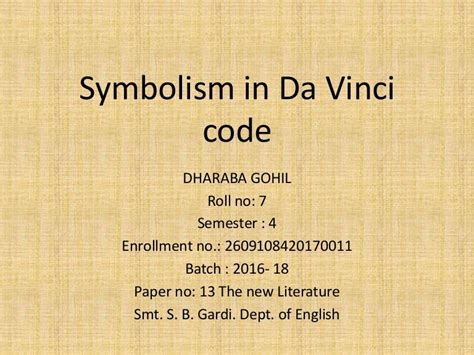 Symbolism in da vinci code presentation