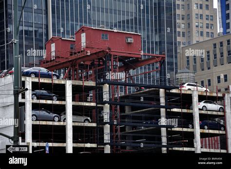 Stacked car parking, New York City, USA Stock Photo - Alamy