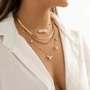 Irregular Pearl Tassel Decorative Necklace Simple Fashion Versatile Chain Necklace Set - Temu