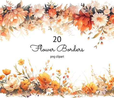 Fall Flower Border Clipart Autumn Floral Borders Clip Art Watercolor ...