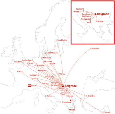 Jat Airways route map