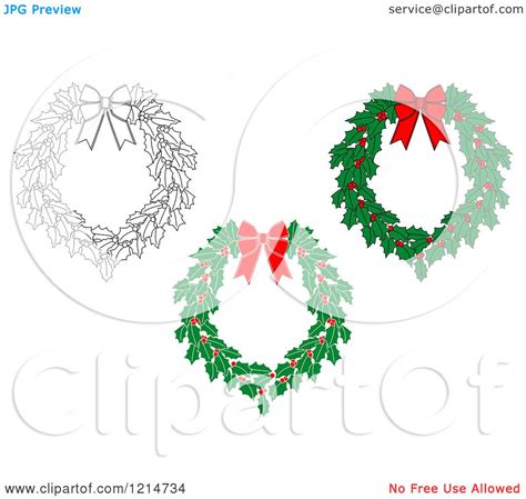 Clipart of Christmas Holly Wreaths 3 - Royalty Free Vector Illustration by Vector Tradition SM ...