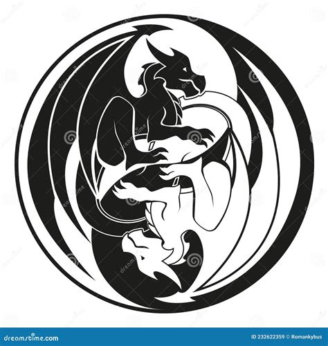 Yin Yang Dragon And Wolf Icon Cartoon Vector | CartoonDealer.com #136743069