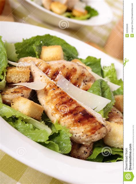 Caesar Salad with Griddled Chicken Fillet Stock Photo - Image of fillet, food: 52035640