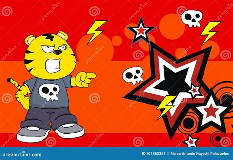 Angry Tiger Cartoon Expression Background Stock Vector - Illustration of smoke, funny: 102583351