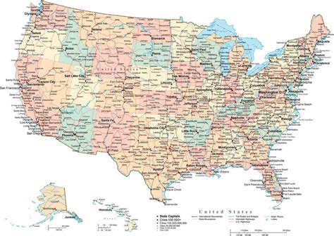 USA Map in Adobe Illustrator format - Albers Equal Area Projection