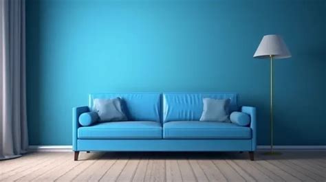 Blue Sofa In Modern Living Room With Frames Mockup 3d Render Background, Sofa Background, Sofa ...