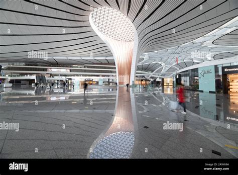 BEIJING, CHINA - November 4, 2019. Interior of the largest Airport in ...