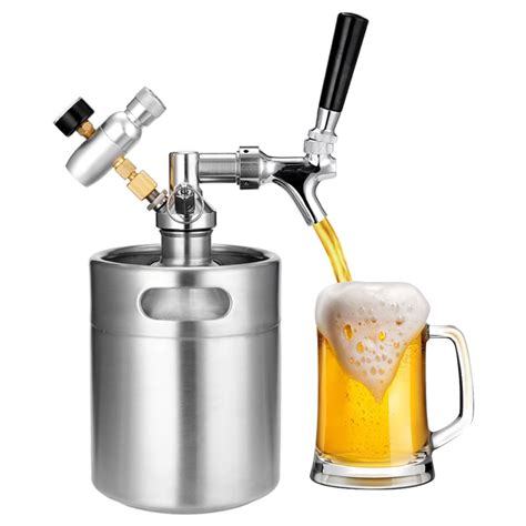 2L Mini Beer Keg set with Tap Pressurized Home Beer Brewing Craft Beer Dispenser Growler System ...