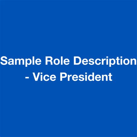 Sample Role Description – Vice President - Valley Sport