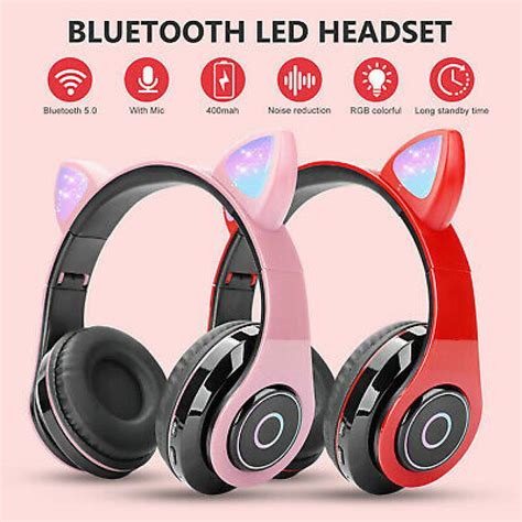 Wireless Cute Kids Headphones Bluetooth Noise Cancelling Stereo Over ...