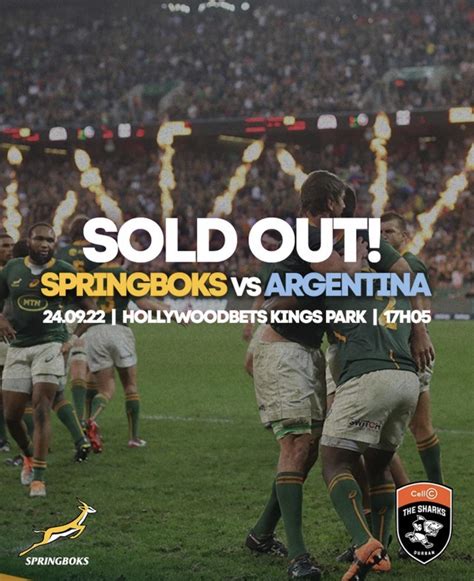 Springboks vs Argentina at Kings Park is sold out : r/SharksRugby