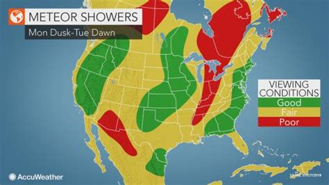 Viewing map for the meteor showers tonight - delaware-surf-fishing.com