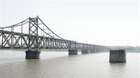 Yalu River Broken Bridge And Yalu River Bridge. Located In North Korea ...