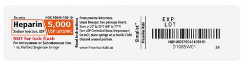 Heparin Simplist® Prefilled Syringes by Fresenius Kabi