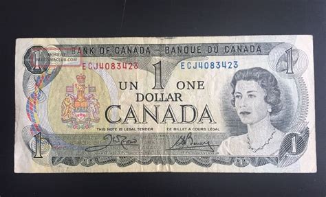 Canadian Paper Money $1 (1973), $2 (1954), And $5 (1972) Bills