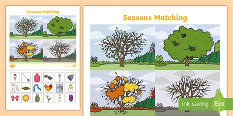 Four Seasons Matching Activity Worksheet | Twinkl - Twinkl