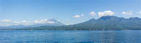 Agung Volcano View from the Sea. Bali Island, Indonesia Stock Photo ...