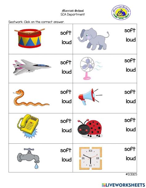 Loud and Soft Sounds exercise | Loud soft, Kindergarten worksheets, Free kindergarten worksheets