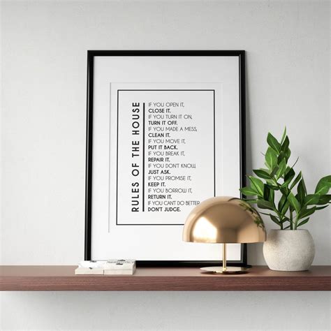 House Rules Rules Sign Home Decor Wall Print Family - Etsy