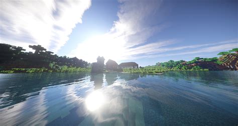 HD wallpaper: body of water, Minecraft, shaders, sky, architecture, nature | Water illustration ...