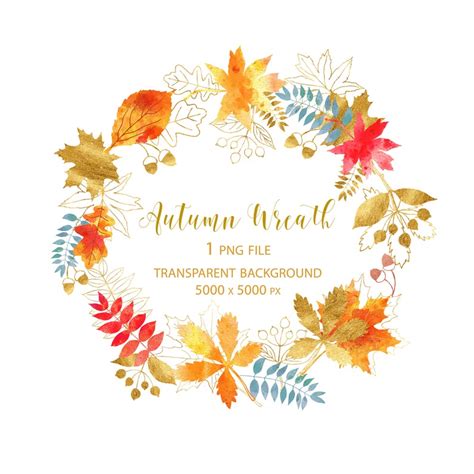 Thanksgiving Clipart, Wreath, Autumn Wreath Clipart, Watercolor Clipart ...