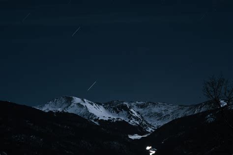 Wallpaper : mountains, snow, night sky, stars, nature, dark, landscape, long exposure 5000x3338 ...