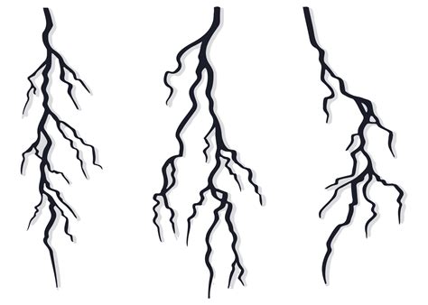 lightning strike illustration silhouette. electrical set. realistic ...