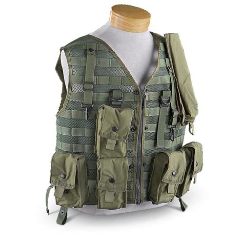 New U.S. Military Survival Vest with Pouches, Olive Drab - 182342, Tactical Vests at Sportsman's ...