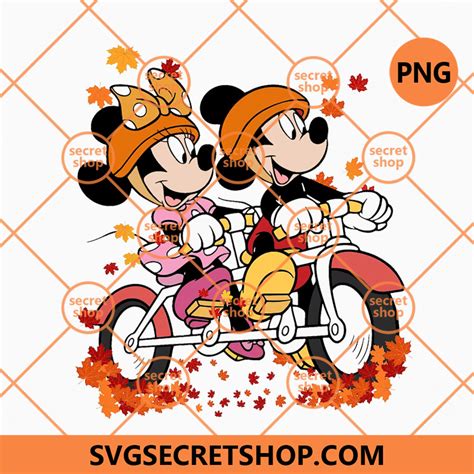 Mickey Mouse Autumn Leaves PNG, Minnie Mickey Riding A Bike PNG, Disney ...