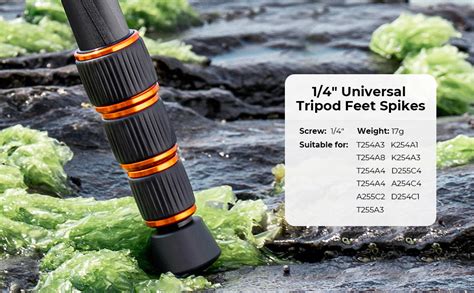 K&F Concept Universal Anti-Slip Rubber Tripod Foot Spikes Compatible with 1/4 inch Thread Tripod ...