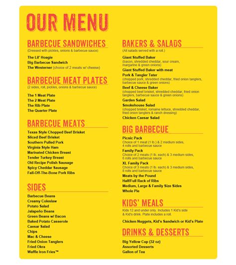 Dickey's Barbecue Pit Menu - Urbanspoon/Zomato