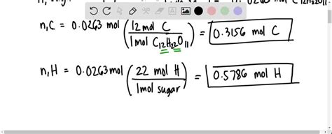 A sample of 2 tsp of sugar (C12H22O11) weighs 9.00 g. Record each step needed to calculate the ...