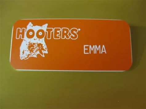 EMMA * HOOTERS Uniform Waitress Costume NAME BADGE NAME TAG! $6.95 - PicClick