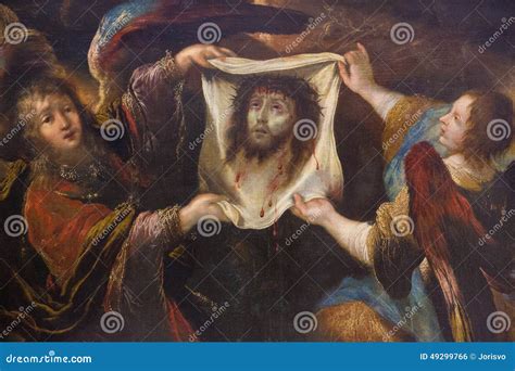 Two Angels Holding the Veil of Veronica Stock Illustration ...